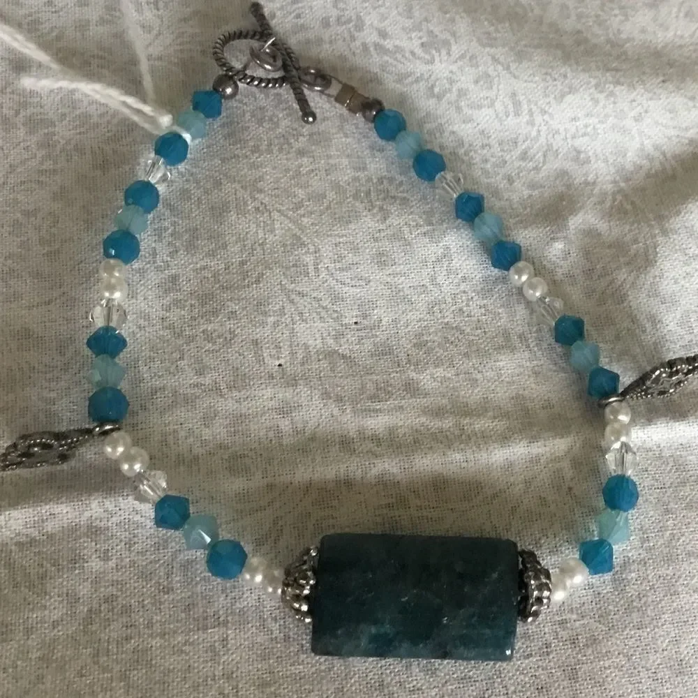 Sterling silver  blue apatite  7 1/2”  Bracelet